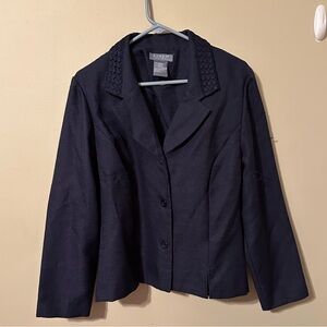 Koret Black Women's Blazer with Textured Collar, size 16